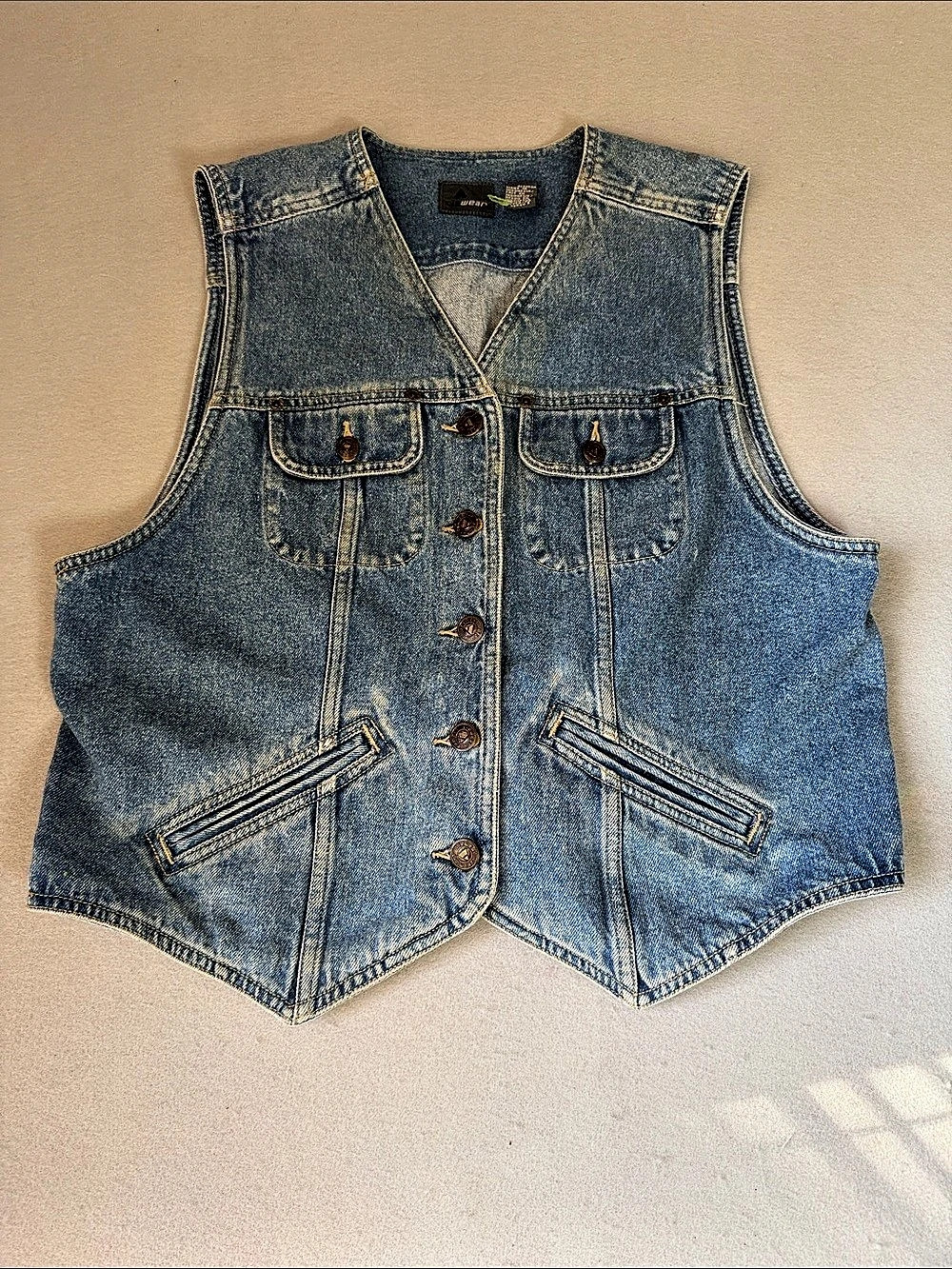 Vintage 80s LizWear Liz Claiborne Utility Western Denium Vest 100% cotton